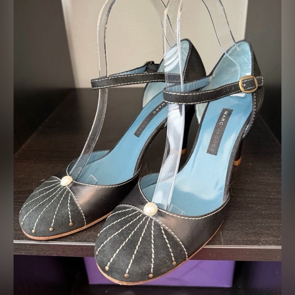Marc Jacobs Shoes - Vintage Y2K Marc Jacobs Suede Leather Heels Pumps Pearl Coquette Goth Italy 6